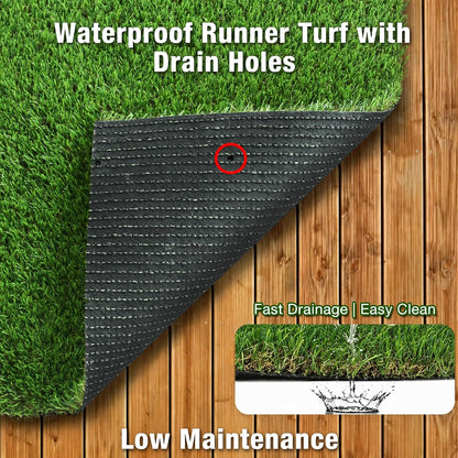 2FTX6FT Artificial Grass Runner Rug - Thick Outdoor Realistic Pets Friendly Fake Grass Pads for Dogs Potty Patio Balcony, 1" Pile Height