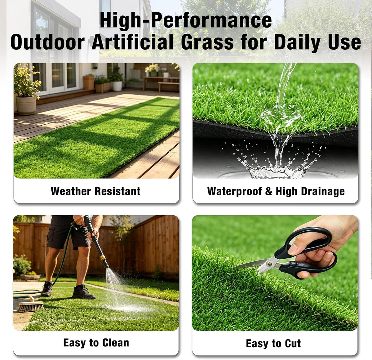 2FTX6FT Artificial Grass Runner Rug - Thick Outdoor Realistic Pets Friendly Fake Grass Pads for Dogs Potty Patio Balcony, 1" Pile Height