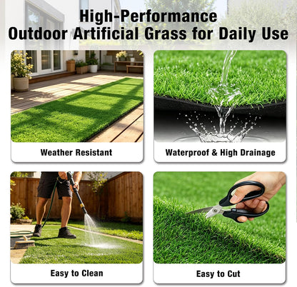 2FTX6FT Artificial Grass Runner Rug - Thick Outdoor Realistic Pets Friendly Fake Grass Pads for Dogs Potty Patio Balcony, 1" Pile Height