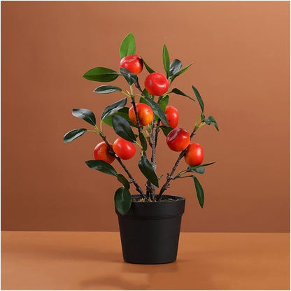 Simulated Grass Artificial Kumquat/Pomegranate Tree Plant Small Fake Plants Potted for Home Tabletop Office Farmhouse Kitchen Indoor Outdoor Decor Simulated Straw(B)