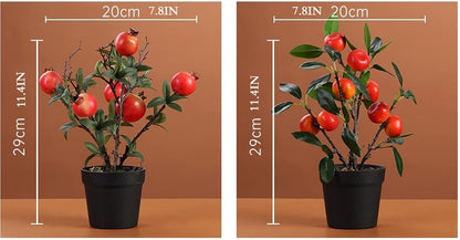 Simulated Grass Artificial Kumquat/Pomegranate Tree Plant Small Fake Plants Potted for Home Tabletop Office Farmhouse Kitchen Indoor Outdoor Decor Simulated Straw(B)
