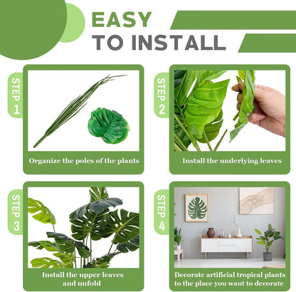 28'' Artificial Alocasia Tall Fake Plants with White Planter Pre-Assembled