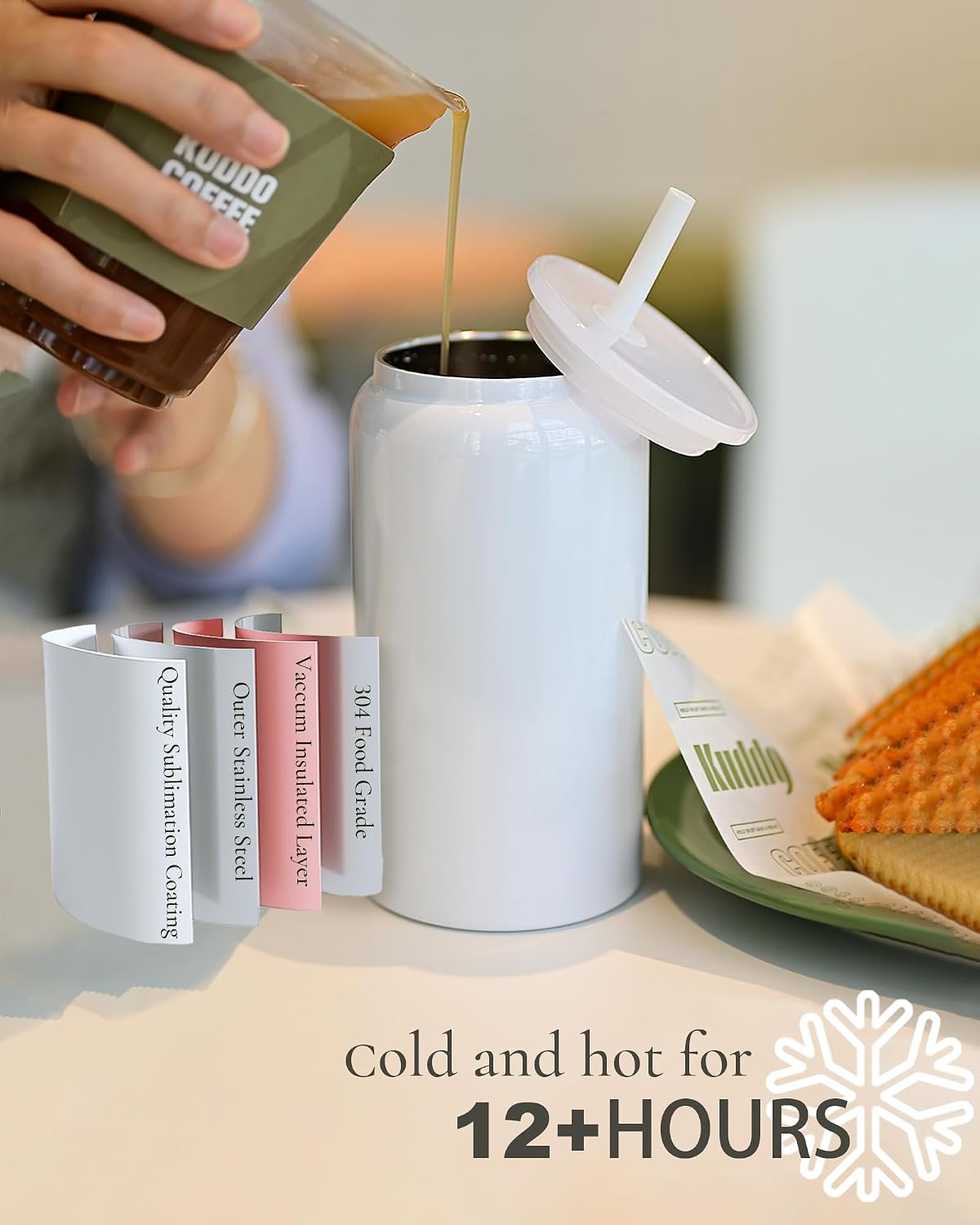 6 Pack 16 oz Sublimatable Tumbler, Insulated Tumbler with Straw