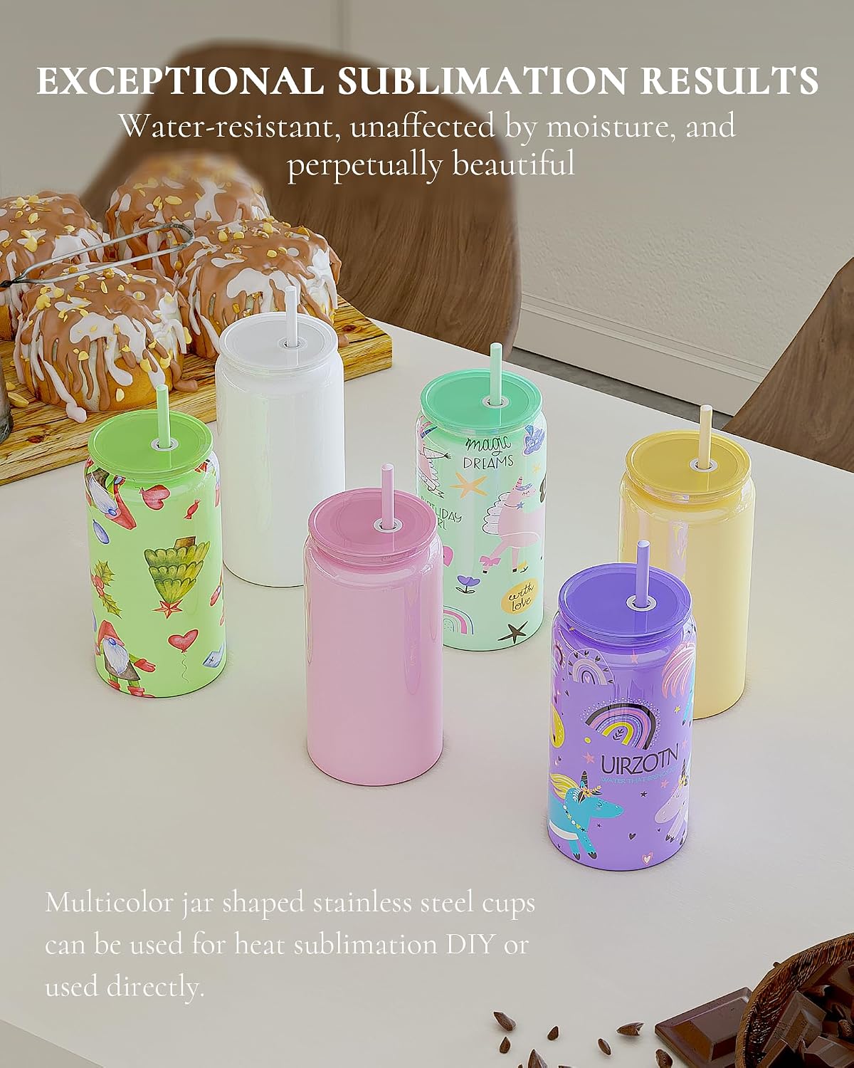 6 Pack 16 oz Sublimatable Tumbler, Insulated Tumbler with Straw