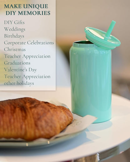 6 Pack 16 oz Sublimatable Tumbler, Insulated Tumbler with Straw