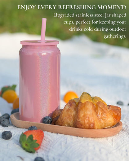 6 Pack 16 oz Sublimatable Tumbler, Insulated Tumbler with Straw