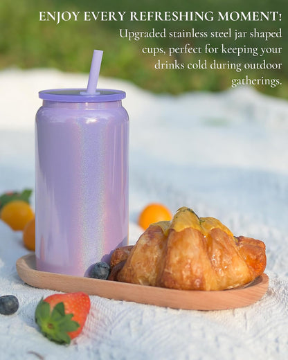 6 Pack 16 oz Sublimatable Tumbler, Insulated Tumbler with Straw