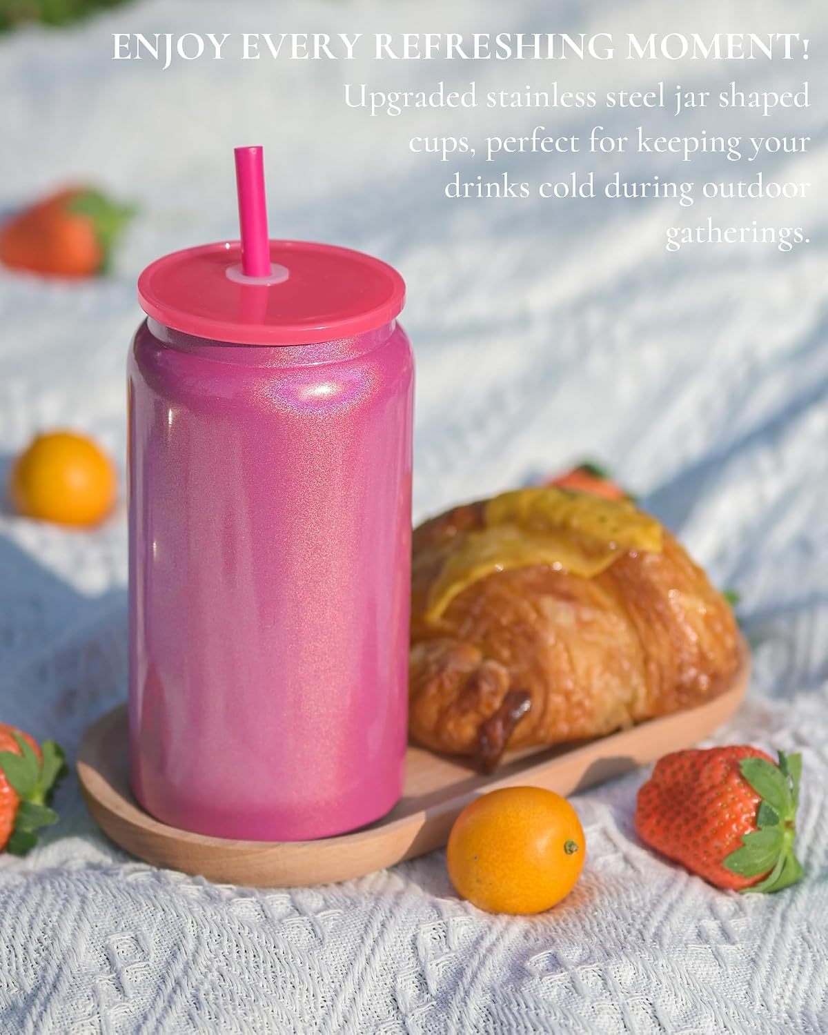 6 Pack 16 oz Sublimatable Tumbler, Insulated Tumbler with Straw
