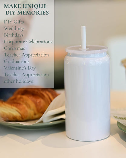 6 Pack 16 oz Sublimatable Tumbler, Insulated Tumbler with Straw