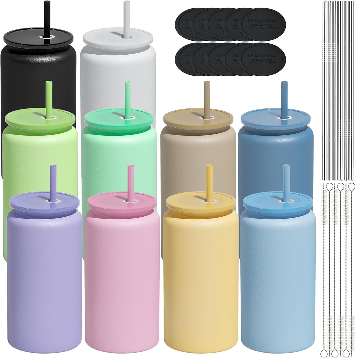 6 Pack 16 oz Sublimatable Tumbler, Insulated Tumbler with Straw