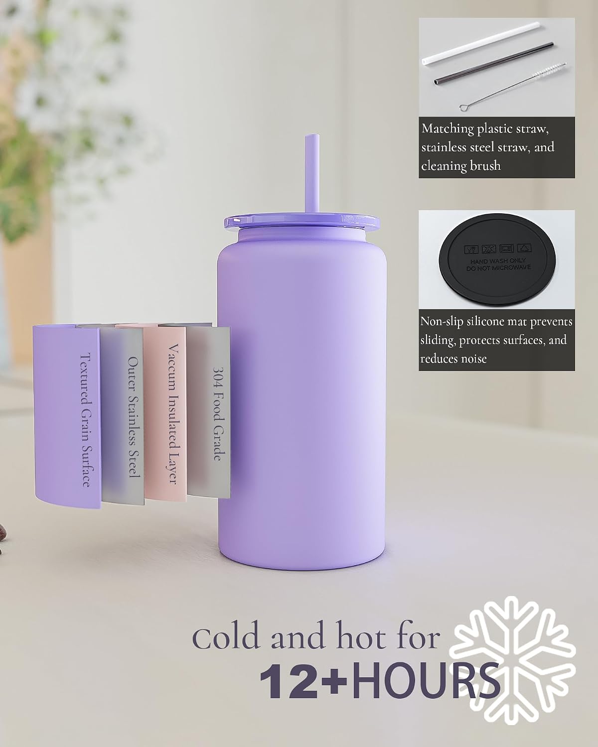 6 Pack 16 oz Sublimatable Tumbler, Insulated Tumbler with Straw