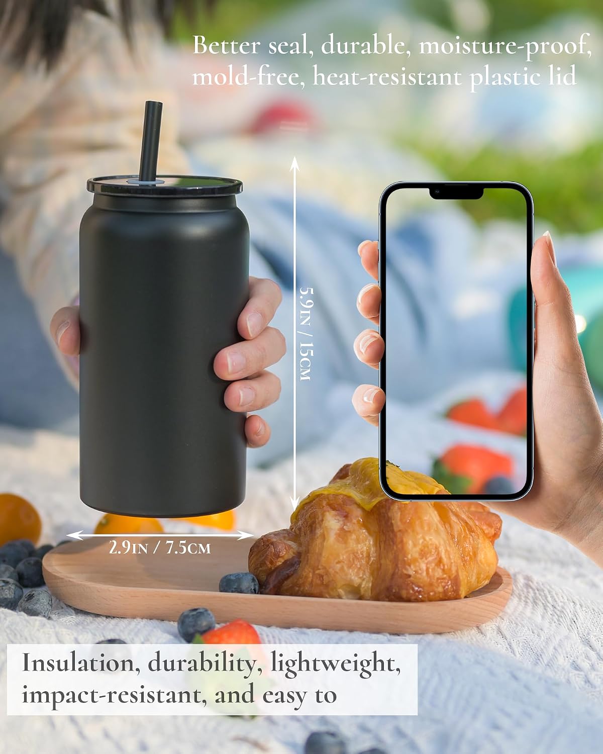 6 Pack 16 oz Sublimatable Tumbler, Insulated Tumbler with Straw