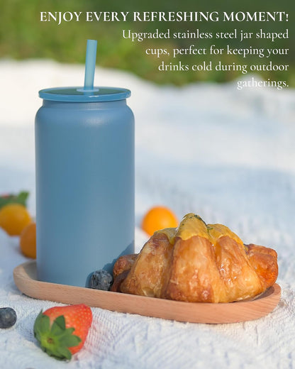 6 Pack 16 oz Sublimatable Tumbler, Insulated Tumbler with Straw