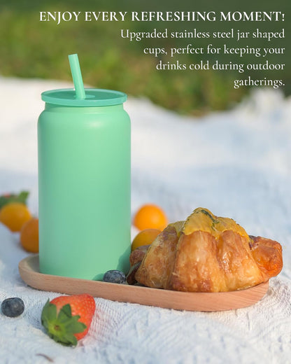 6 Pack 16 oz Sublimatable Tumbler, Insulated Tumbler with Straw