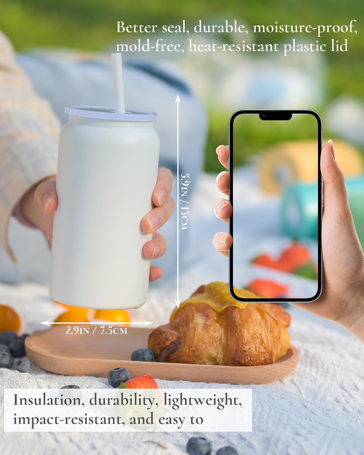 6 Pack 16 oz Sublimatable Tumbler, Insulated Tumbler with Straw