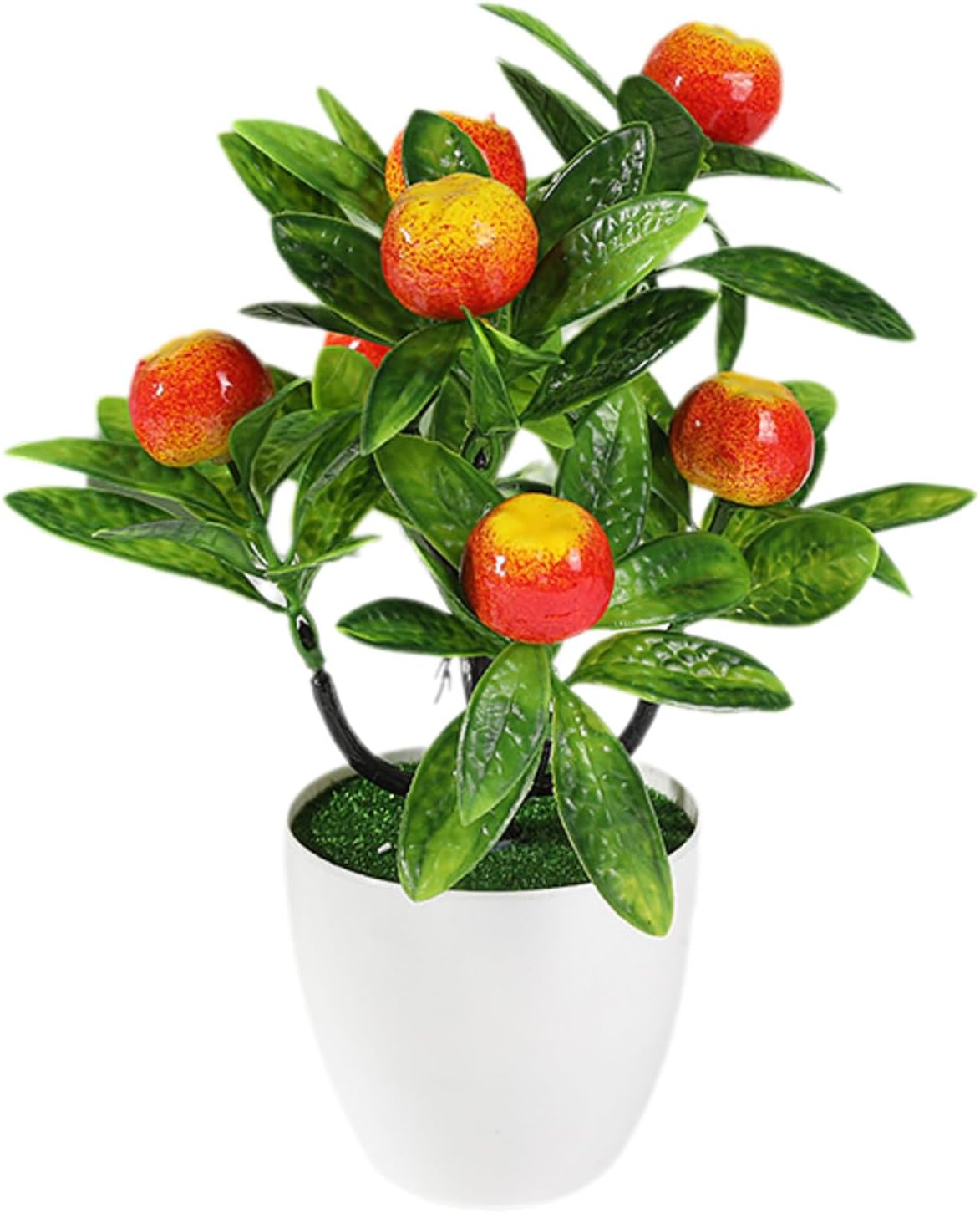 Mini Artificial Fruit Tree Potted Fake Bonsai Plant with Pot Decorative Lifelike Peach Strawberry Pomegranate Lemon Apple Orange Red Berry Tree for Home Office Desk Scenery Arrangement (Peach)