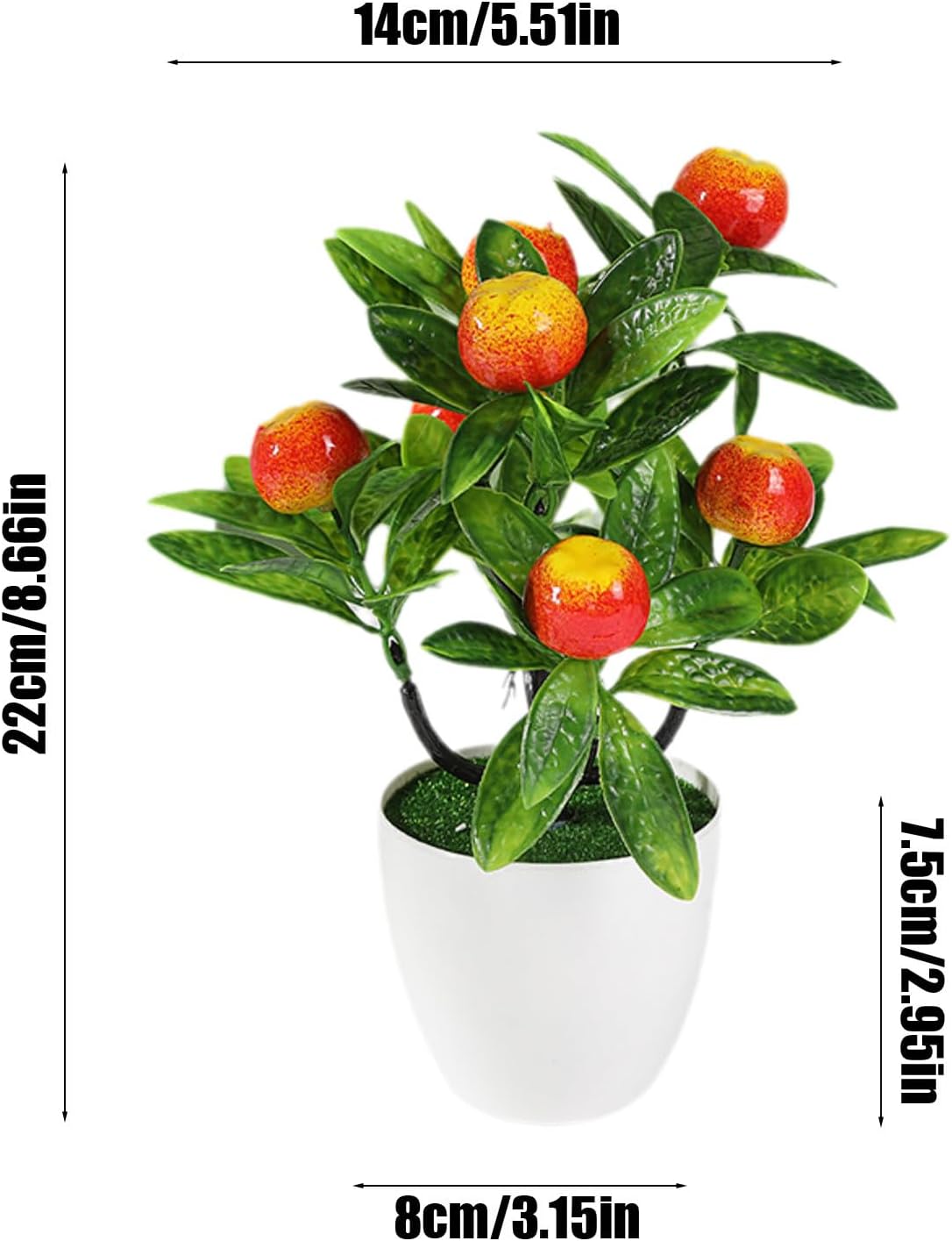 Mini Artificial Fruit Tree Potted Fake Bonsai Plant with Pot Decorative Lifelike Peach Strawberry Pomegranate Lemon Apple Orange Red Berry Tree for Home Office Desk Scenery Arrangement (Peach)