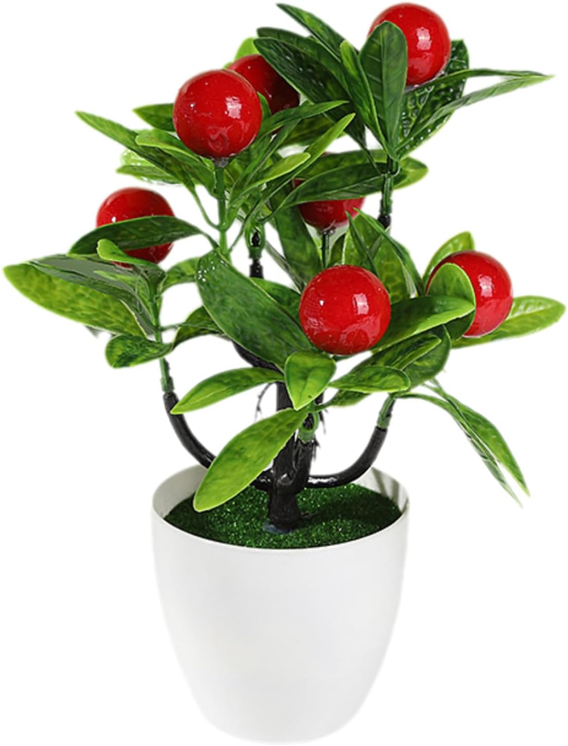 Mini Artificial Fruit Tree Potted Fake Bonsai Plant with Pot Decorative Lifelike Peach Strawberry Pomegranate Lemon Apple Orange Red Berry Tree for Home Office Desk Scenery Arrangement (Peach)
