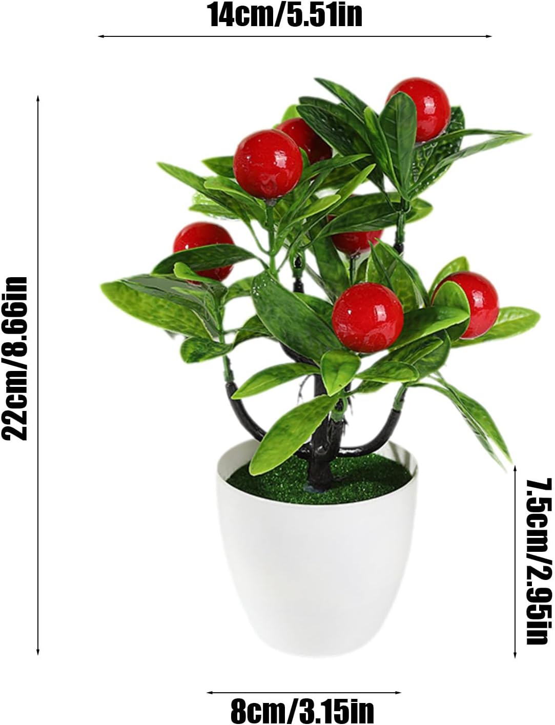 Mini Artificial Fruit Tree Potted Fake Bonsai Plant with Pot Decorative Lifelike Peach Strawberry Pomegranate Lemon Apple Orange Red Berry Tree for Home Office Desk Scenery Arrangement (Peach)