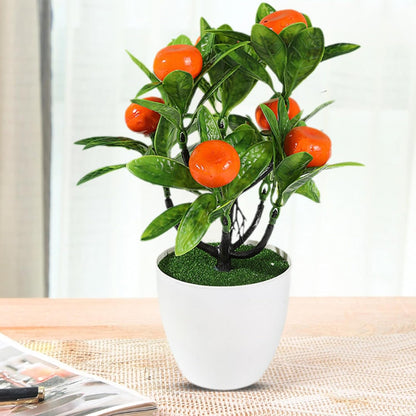 Mini Artificial Fruit Tree Potted Fake Bonsai Plant with Pot Decorative Lifelike Peach Strawberry Pomegranate Lemon Apple Orange Red Berry Tree for Home Office Desk Scenery Arrangement (Peach)