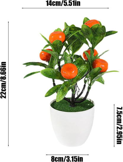 Mini Artificial Fruit Tree Potted Fake Bonsai Plant with Pot Decorative Lifelike Peach Strawberry Pomegranate Lemon Apple Orange Red Berry Tree for Home Office Desk Scenery Arrangement (Peach)