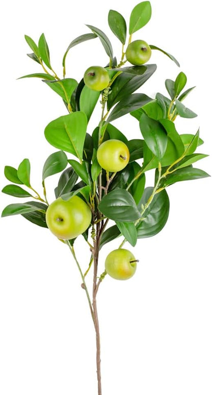 Artificial Green Apple Stem - Granny Smith Apple Tree Branch for Summer Flower Arrangements and Faux Fruit Displays (35 Inches Long)