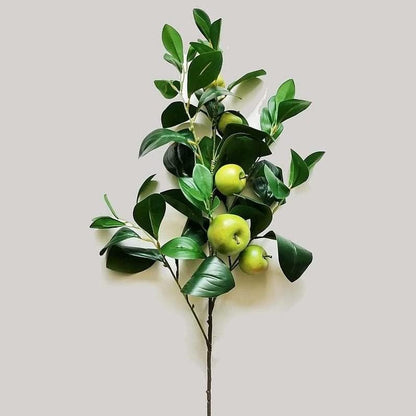 Artificial Green Apple Stem - Granny Smith Apple Tree Branch for Summer Flower Arrangements and Faux Fruit Displays (35 Inches Long)