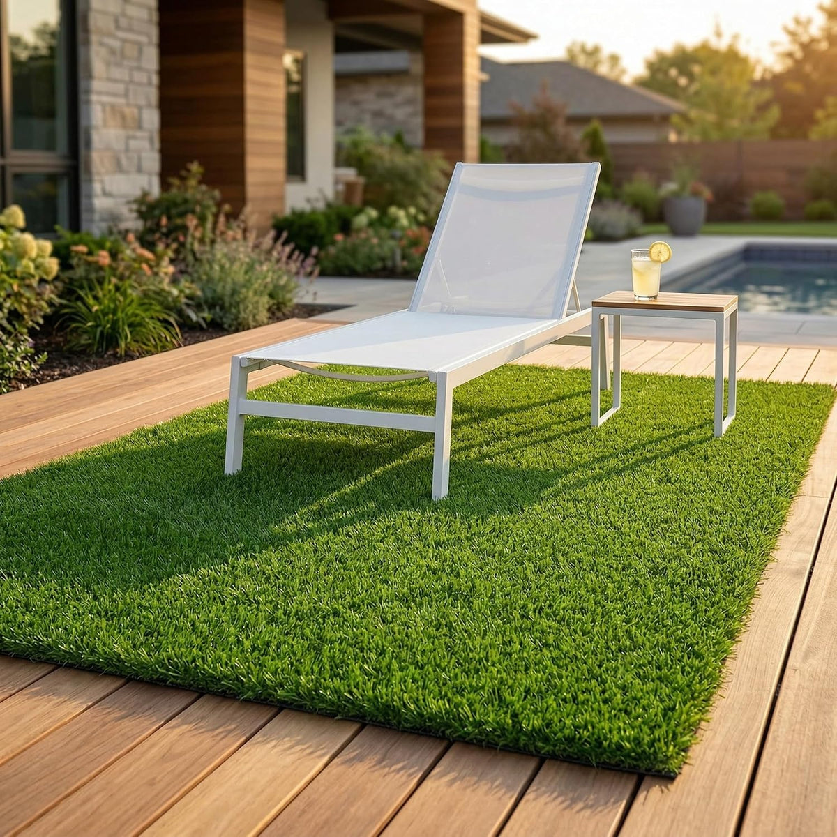 Green Artificial Grass Rug Grass Carpet Rug 3.2' x 6.5', Realistic Fake Grass Deluxe Turf Synthetic Turf Thick Lawn Pet Turf -Perfect for Indoor/Outdoor