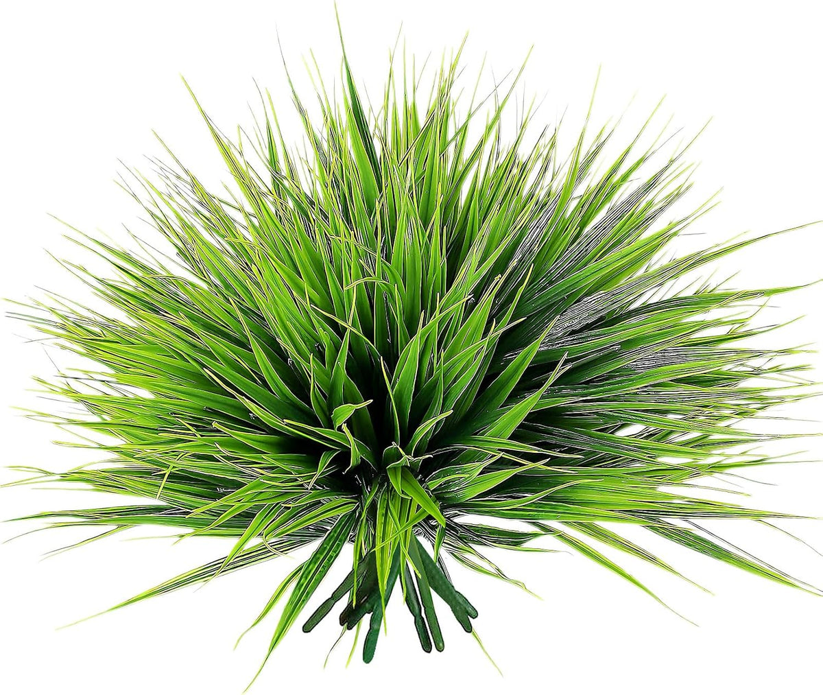 12 Bundles Artificial Grass Fake Plants，Outdoor Fake Monkey Tail Grass with Flowers for Pot UV Resistant Lavender Patio Garden Porch Home Window Hanging Planter Decor Faux Plastic Shrubs(Puper+Green)