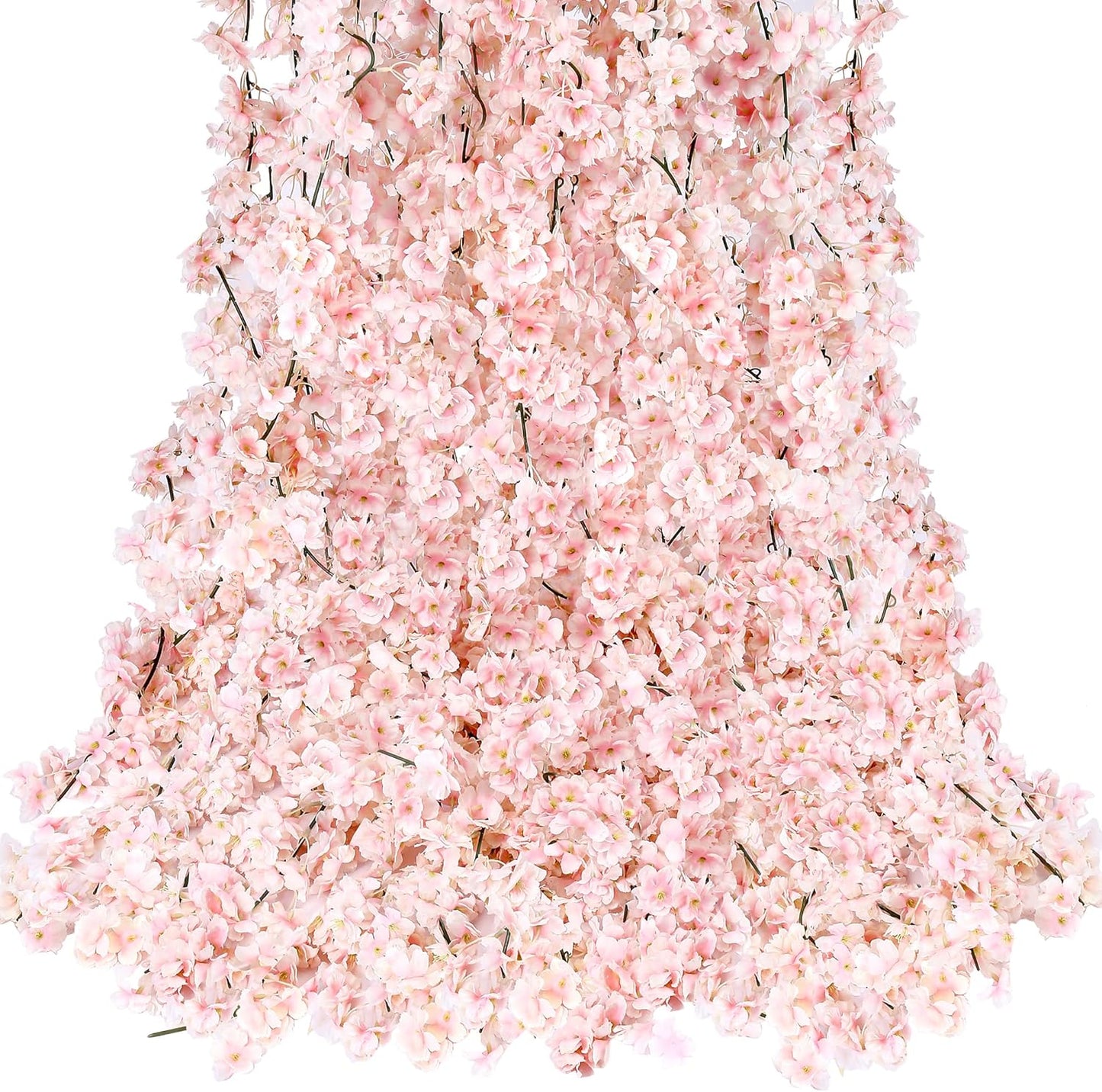 Cherry Blossom Garland Artificial Cherry Flower Vines 2 Pack Hanging Silk Flowers Garland for Home Wedding Garden Party Arch Office Decor (Pink)