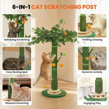 46" Extra Tall Cat Scratching Post for Large Cats, Heavy Duty Vertical Scratcher with Natural Sisal Rope, Stable Climbing Pole with Hanging Ball for Full Body Stretching