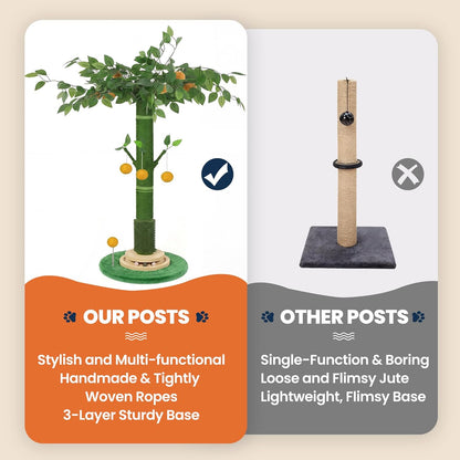46" Extra Tall Cat Scratching Post for Large Cats, Heavy Duty Vertical Scratcher with Natural Sisal Rope, Stable Climbing Pole with Hanging Ball for Full Body Stretching