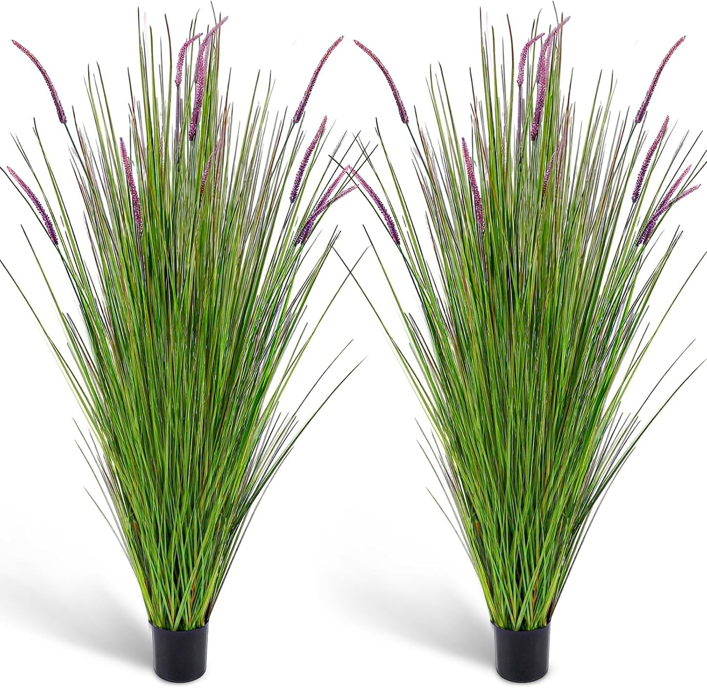Thiccywoov 2 Pack Artificial Grass Plants, 5ft Tall Fake Lavender Plants Grass Indoor Outdoor in Pot, UV Resistant Fake Tall Greenery Lavender for Front Porch, Patio, Balcony Home House Decor