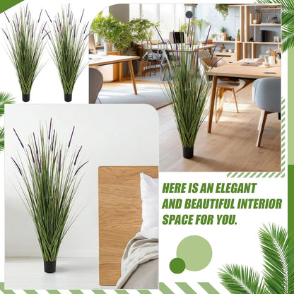 Thiccywoov 2 Pack Artificial Grass Plants, 5ft Tall Fake Lavender Plants Grass Indoor Outdoor in Pot, UV Resistant Fake Tall Greenery Lavender for Front Porch, Patio, Balcony Home House Decor