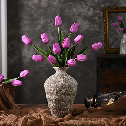 12-Pack White Tulips Artificial Flowers, Real Touch Latex Faux Tulips with Large Full Buds, Lifelike Vibrant Fake Tulips Bouquet for Spring Wedding Home Décor, Table & Party Centerpiece