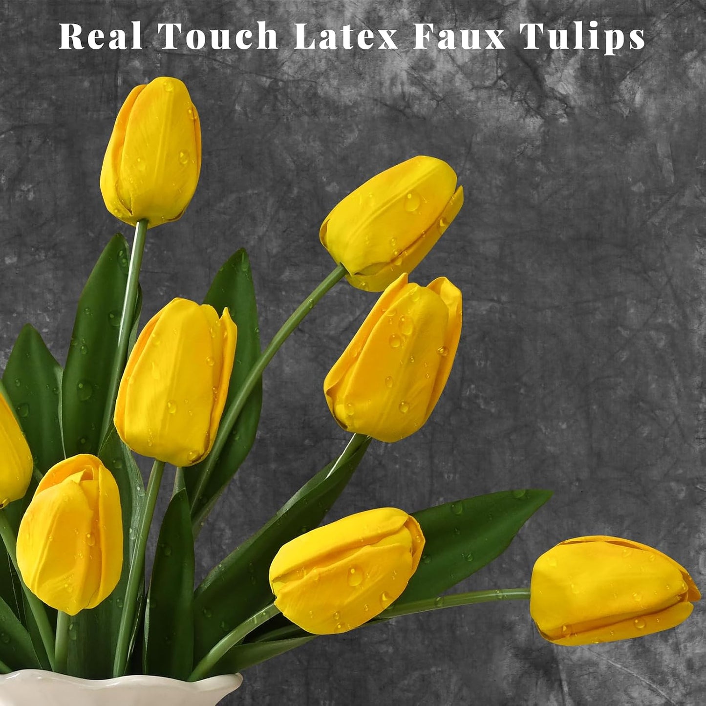 12-Pack White Tulips Artificial Flowers, Real Touch Latex Faux Tulips with Large Full Buds, Lifelike Vibrant Fake Tulips Bouquet for Spring Wedding Home Décor, Table & Party Centerpiece