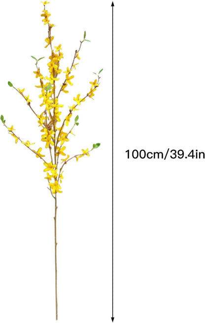 6Pcs Artificial Forsythia Flowers, 39in Faux Forsythia Branches Silk Yellow Flower Stems, Fake Orchids Bouquets for Floral Arrangement Wedding Home Office Decoration