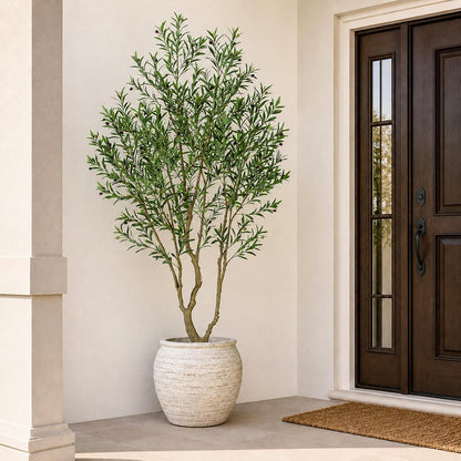 Faux Olive Tree 6ft，Olive Trees Artificial Indoor with Natural Wood Trunk and Realistic Leaves and Fruits. 6 Feet(72in) Fake Olive Tree for Home House Office Décor.