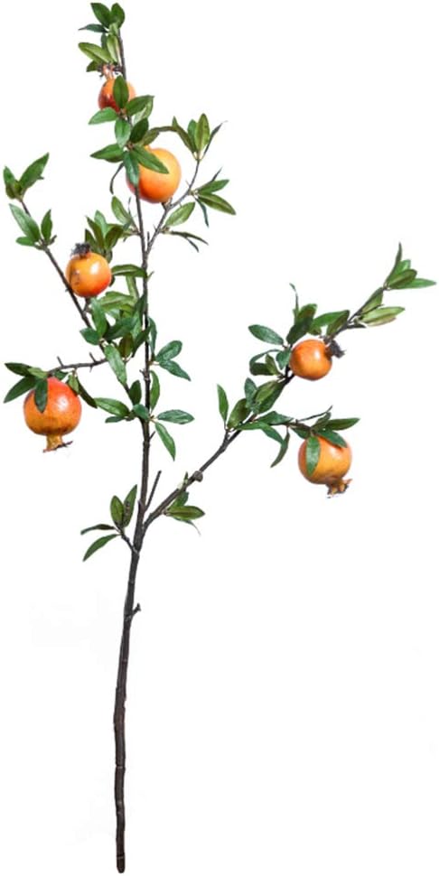 Artificial Pomegranate Tree Lifelike Pomegranate Branches Holly Berries Stems Picks for Home Dorm Office Decor (Orange)