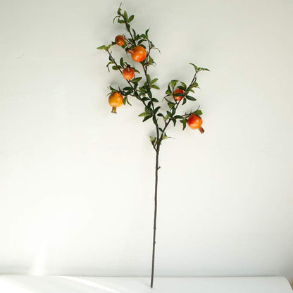 Artificial Pomegranate Tree Lifelike Pomegranate Branches Holly Berries Stems Picks for Home Dorm Office Decor (Orange)