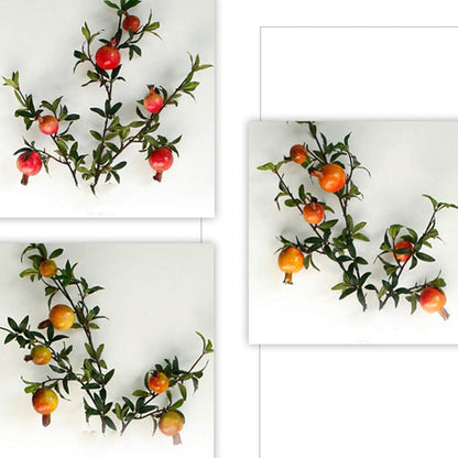 Artificial Pomegranate Tree Lifelike Pomegranate Branches Holly Berries Stems Picks for Home Dorm Office Decor (Orange)