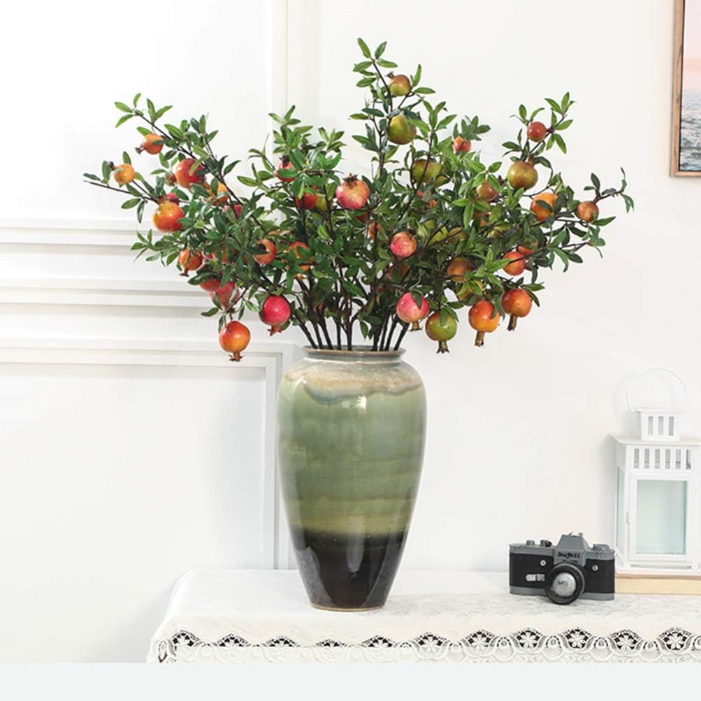 Artificial Pomegranate Tree Lifelike Pomegranate Branches Holly Berries Stems Picks for Home Dorm Office Decor (Orange)