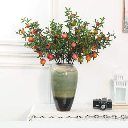 Artificial Pomegranate Tree Lifelike Pomegranate Branches Holly Berries Stems Picks for Home Dorm Office Decor (Orange)