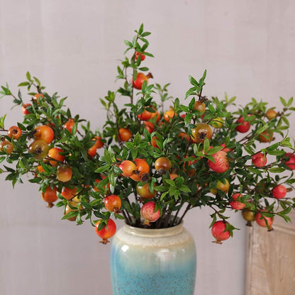 Artificial Pomegranate Tree Lifelike Pomegranate Branches Holly Berries Stems Picks for Home Dorm Office Decor (Orange)