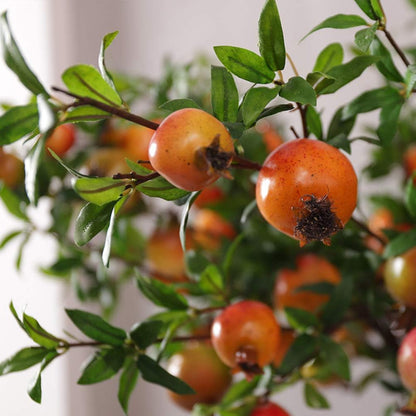 Artificial Pomegranate Tree Lifelike Pomegranate Branches Holly Berries Stems Picks for Home Dorm Office Decor (Orange)