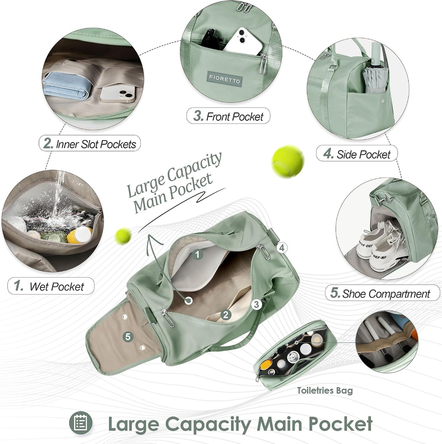 Womens Gym Tote Duffle Bag with Wet Pocket & Shoe Compartment, Sports Duffel Overnight Weekender Hospital Workout Carry on Bag for Girls, Ideal for Travel, Swimming, Dance, Ballet Beige