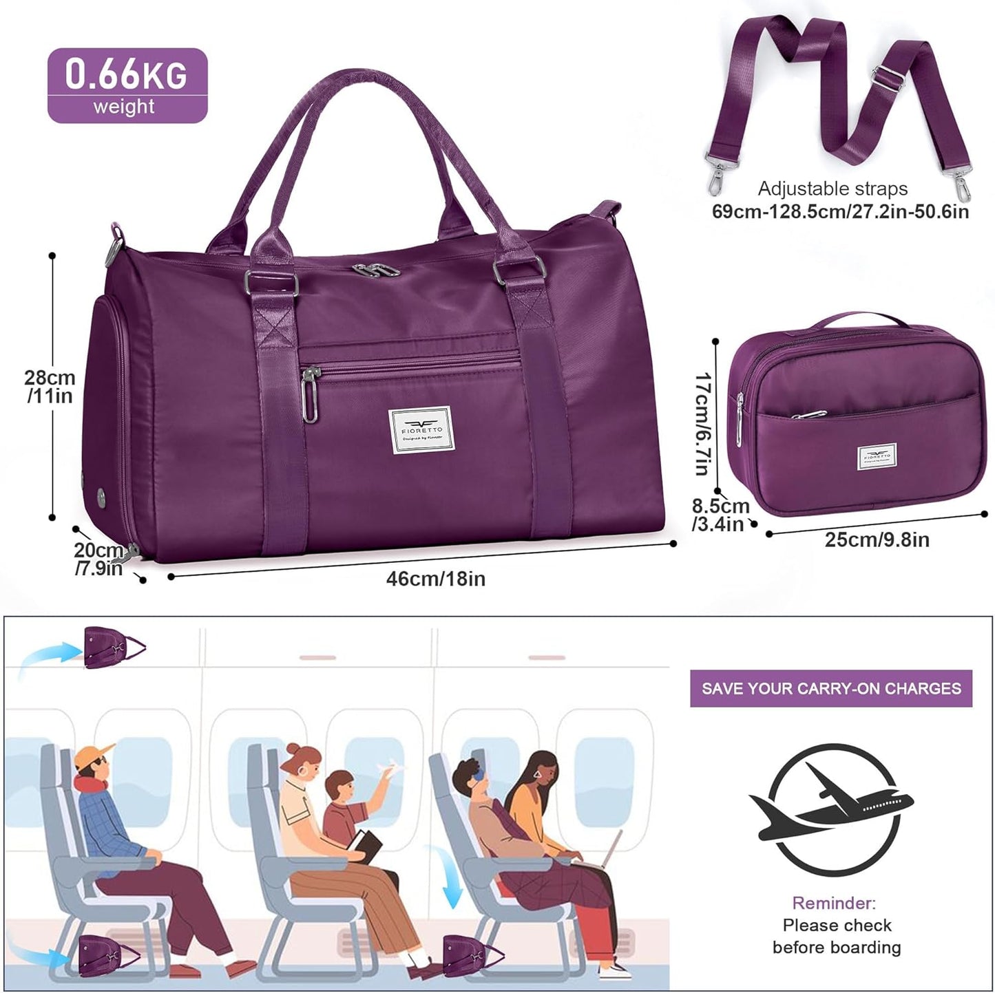Womens Gym Tote Duffle Bag with Wet Pocket & Shoe Compartment, Sports Duffel Overnight Weekender Hospital Workout Carry on Bag for Girls, Ideal for Travel, Swimming, Dance, Ballet Beige