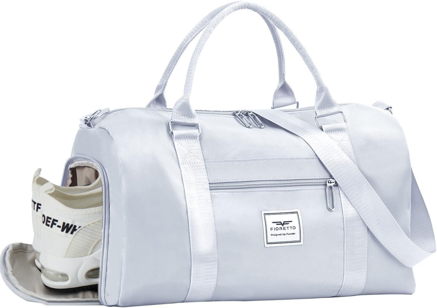 Womens Gym Tote Duffle Bag with Wet Pocket & Shoe Compartment, Sports Duffel Overnight Weekender Hospital Workout Carry on Bag for Girls, Ideal for Travel, Swimming, Dance, Ballet Beige