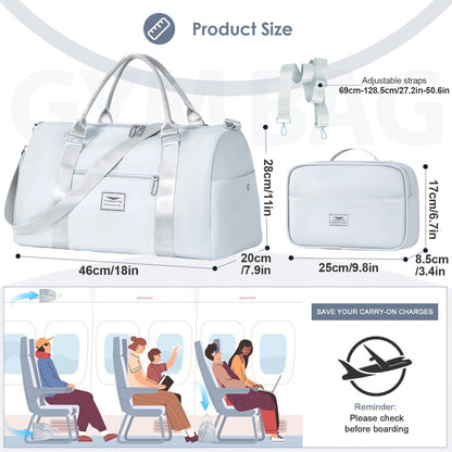 Womens Gym Tote Duffle Bag with Wet Pocket & Shoe Compartment, Sports Duffel Overnight Weekender Hospital Workout Carry on Bag for Girls, Ideal for Travel, Swimming, Dance, Ballet Beige