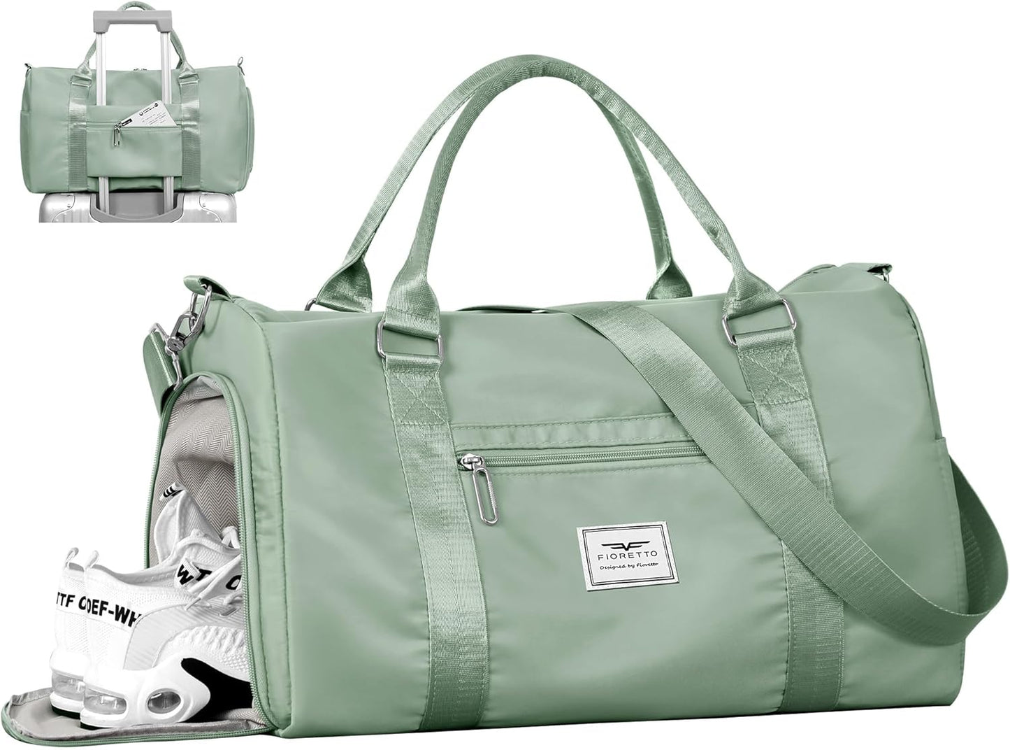 Womens Gym Tote Duffle Bag with Wet Pocket & Shoe Compartment, Sports Duffel Overnight Weekender Hospital Workout Carry on Bag for Girls, Ideal for Travel, Swimming, Dance, Ballet Beige